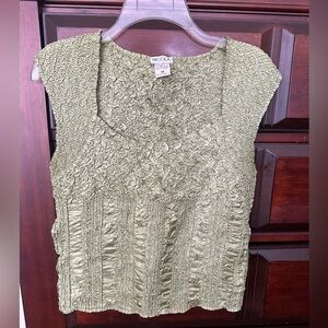 Nicola Sage Green Sleeveless Crinkle Women Med Stretch Chic Elegant Casual Top